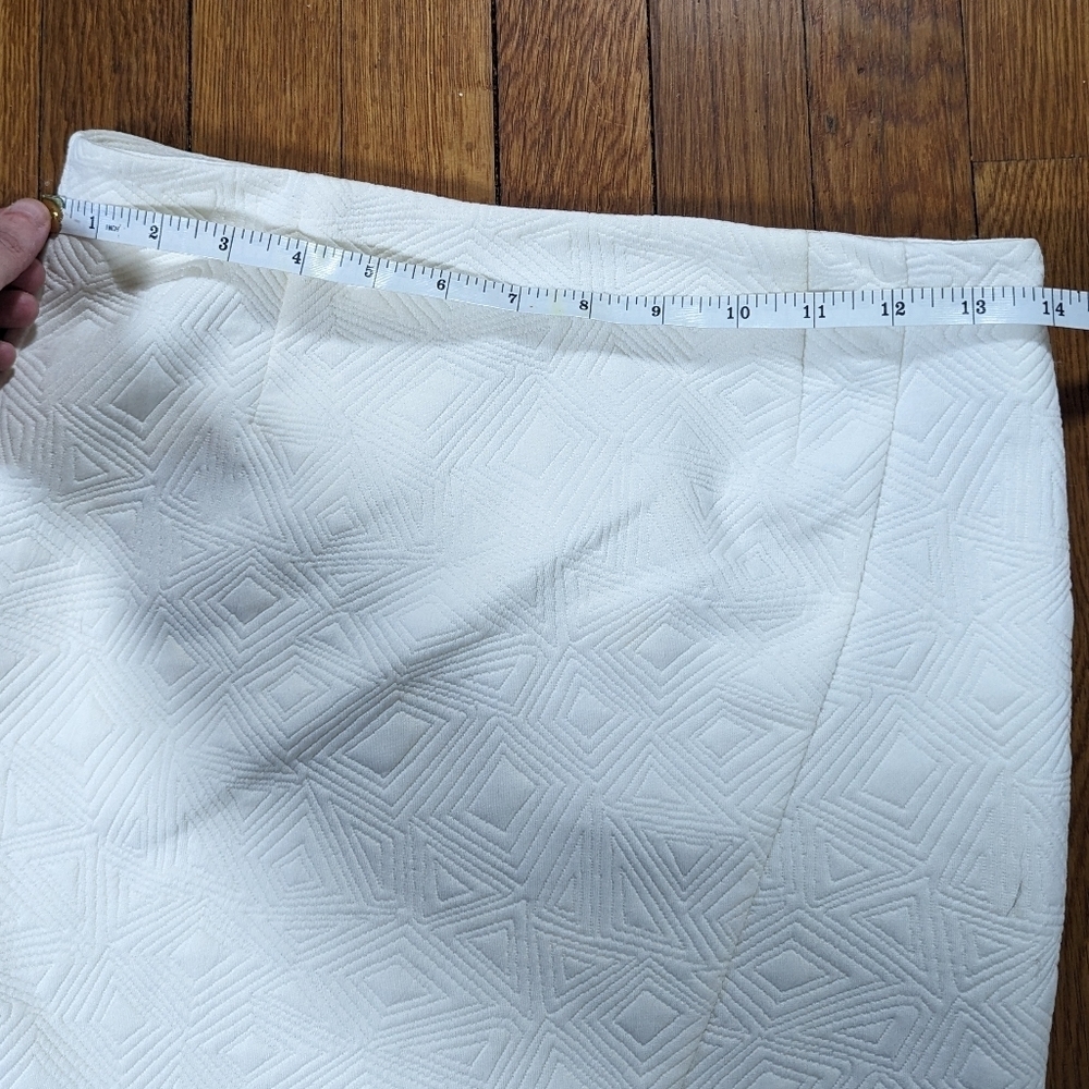 Cecico All White Asymmetrical Embroidered Classic Preppy Pencil Miniskirt - Picture 5 of 6